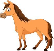 caballo marrón de dibujos animados aislado sobre fondo blanco vector