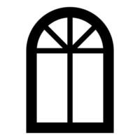 marco de ventana semirredondo en el icono de ventana de arco superior color negro ilustración vectorial imagen de estilo plano vector