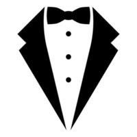 Symbol service dinner jacket bow Tuxedo concept Tux sign Butler gentleman idea Waiter suit icon black color vector illustration flat style image