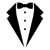 Symbol service dinner jacket bow Tuxedo concept Tux sign Butler gentleman idea Waiter suit icon black color vector illustration flat style image