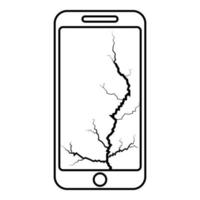 Smartphone with crack on display Broken modern vector