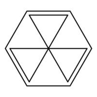 Abstract cube shape Hexagon box icon black color vector