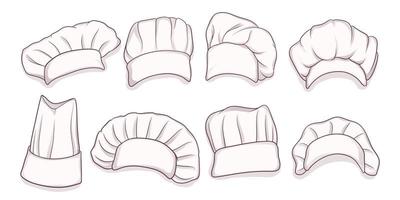 set of hand drawn chef hat vector