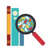 microorganism in magnifying glass and books vector