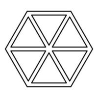 Abstract cube shape Hexagon box icon black color vector