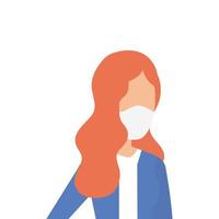 avatar young woman using face mask vector