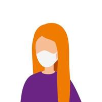 avatar young woman using face mask vector