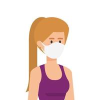 young woman using face mask isolated icon vector