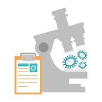 microscope with particles covid 19 and clipboard vector