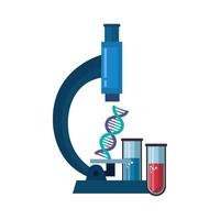 laboratorio de microscopio con prueba de adn y tubos vector