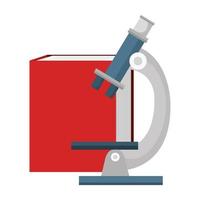 microscope with book isolated icon vector