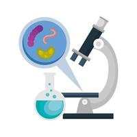 microscope with particles covid 19 and tube test vector