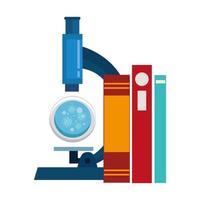 microscope with particles covid 19 and books vector