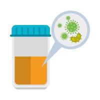 bottle with test of particles covid 19 icon vector