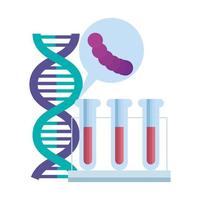 dna structure with tubes test isolated icon vector