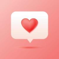 Neomorphism button with red heart like for social media design vector