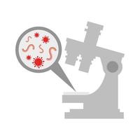 microscope with particle covid 19 and microorganisms vector