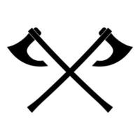 Two battle axes vikings icon black color vector illustration flat style image