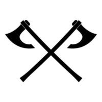 Two battle axes vikings icon black color vector illustration flat style image