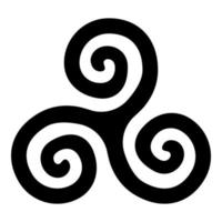 Triskelion or triskele symbol sign icon black color vector illustration flat style image