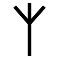 Algiz Elgiz rune elk reed defence symbol icon black color vector illustration flat style image