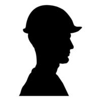 Avatar builder architect engineer in helmet view icon black color vector illustration flat style image