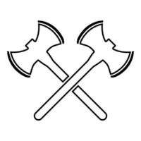 Two double-faced viking axes icon black color vector