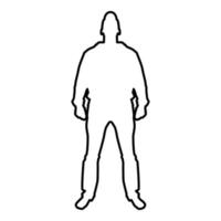 Man standing in cap view with front icon black vector