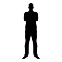 Man with folded arms Confidence concept business man icon black color vector illustration flat style image