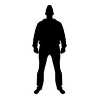 Man standing in cap view with front icon black color vector illustration flat style image
