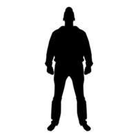 Man standing in cap view with front icon black color vector illustration flat style image