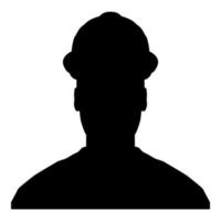 Avatar builder architect engineer in helmet view icon black color vector illustration flat style image