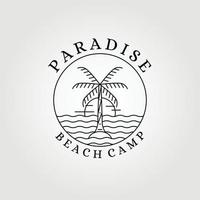 paradise , hawaii , line art palm tree logo vector illustration design graphic