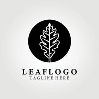 simple oak leaf logo vector illustration design graphic, vintage concept