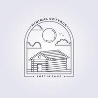 logotipo de cabina de línea simple cabaña lodge alojamiento homestead vector ilustración diseño de granero