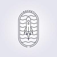 line art rocket logo atmosphere vector illustration design wave icon symbol badge emblem