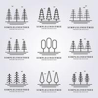 simple tree line nature logo vector illustration design art minimal minim forest simple icon symbol