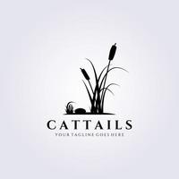 cattail grass logo vector illustration design, flat vintage