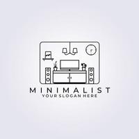 minimalist furniture logo vector illustration design, table line art furniture logo
