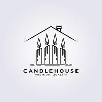 Candle house line art logo vector illustration design, premium quality