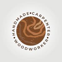 trabajador de madera, carpintero, diseño de ilustración de vector de logotipo de patrón de madera