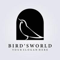 bird , bird's world logo vector illustration design , mini simple line art bird logo