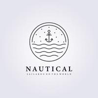 anchor nautical ocean wave sail badge logo vector illustration design