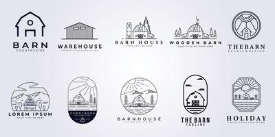 set bundle collection barn house water warehouse factory storage farm house farmland logo vector illustration icon symbol template badge label isolated template design