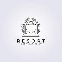 resort hotel terrace cafe restaurant ocean logo vector illustration design