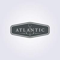Adhesivo mar atlántico ancla icono símbolo logotipo emblema insignia vector ilustración diseño
