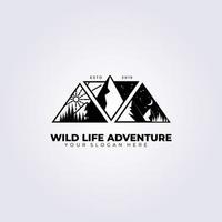 Diseño creativo de la plantilla de ilustración vectorial del logotipo de montaña, logotipo de aventura vida salvaje