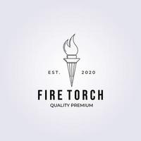 Fire torch logo line art minimalist vector illustration logo