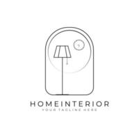 Minimalist home furniture logo vector illustration design, line art living room template logo