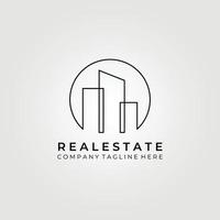 monoline real estate logo vector ilustración diseño , signo, símbolo, icono